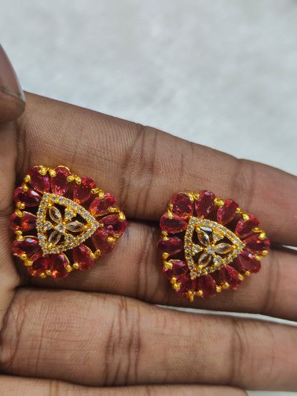 ruby triangle locket with earring